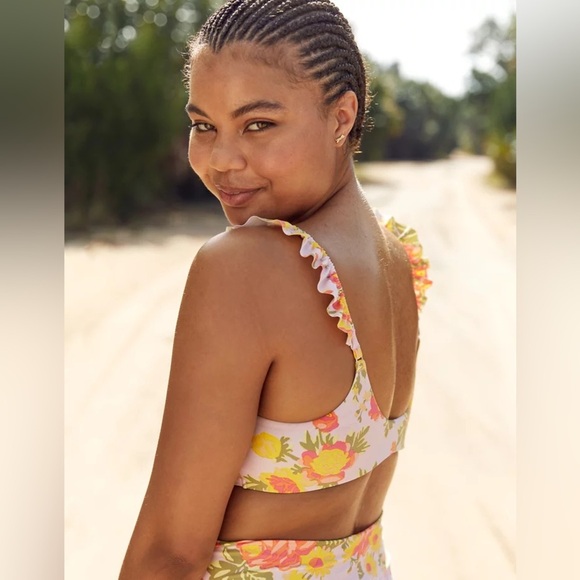 Aerie Printed Ruffle Scoop Bikini Top - Picture 3 of 9